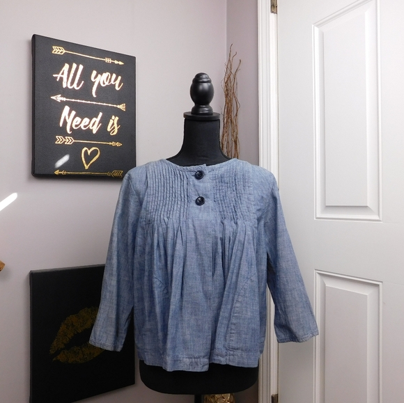 GAP Jackets & Blazers - 🌻 Vintage Gap Chambray Pleated Crop Jacket